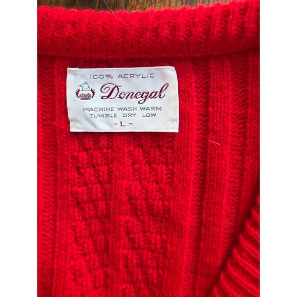 Vintage Red Knit Sweater Vest by Donegal – Size L - Picture 2 of 4